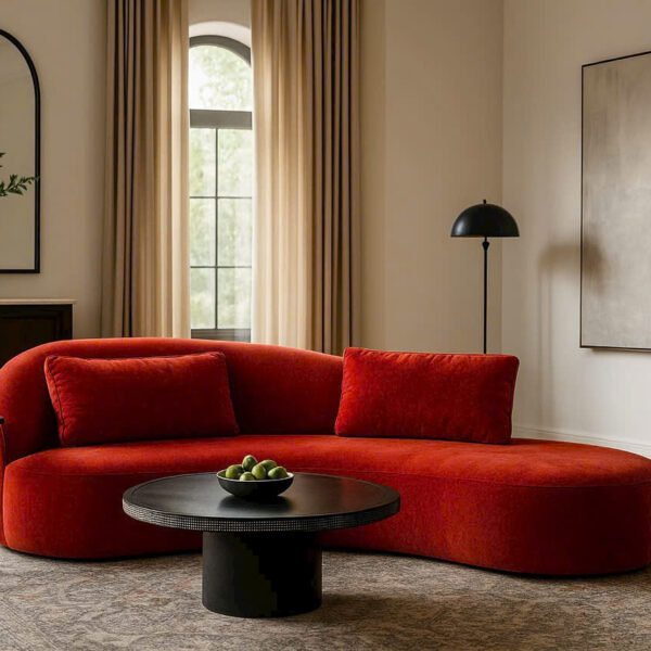 Sofa đỏ xuất Đan Mạch – Ruột lông vũ, vải cao cấp